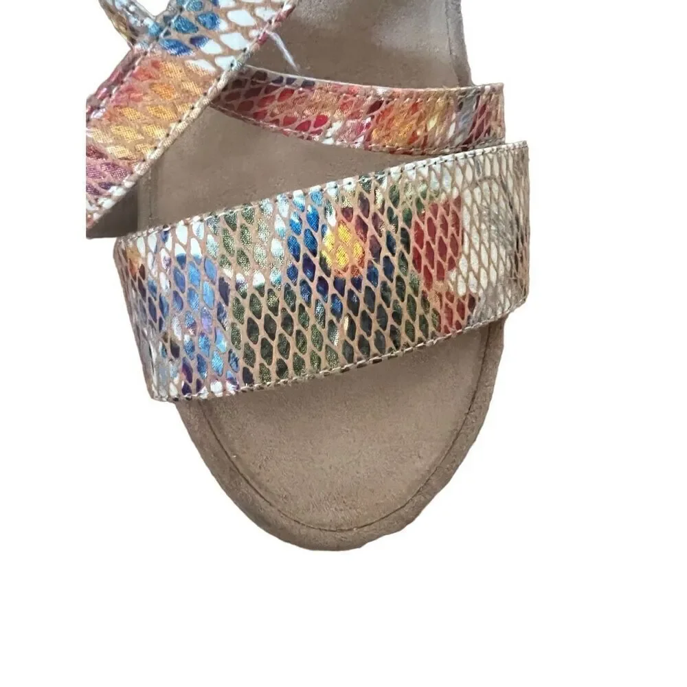 Aerosoles floral Plushed Together Open Toe floral faux snakeskin Wedge Sandal 10